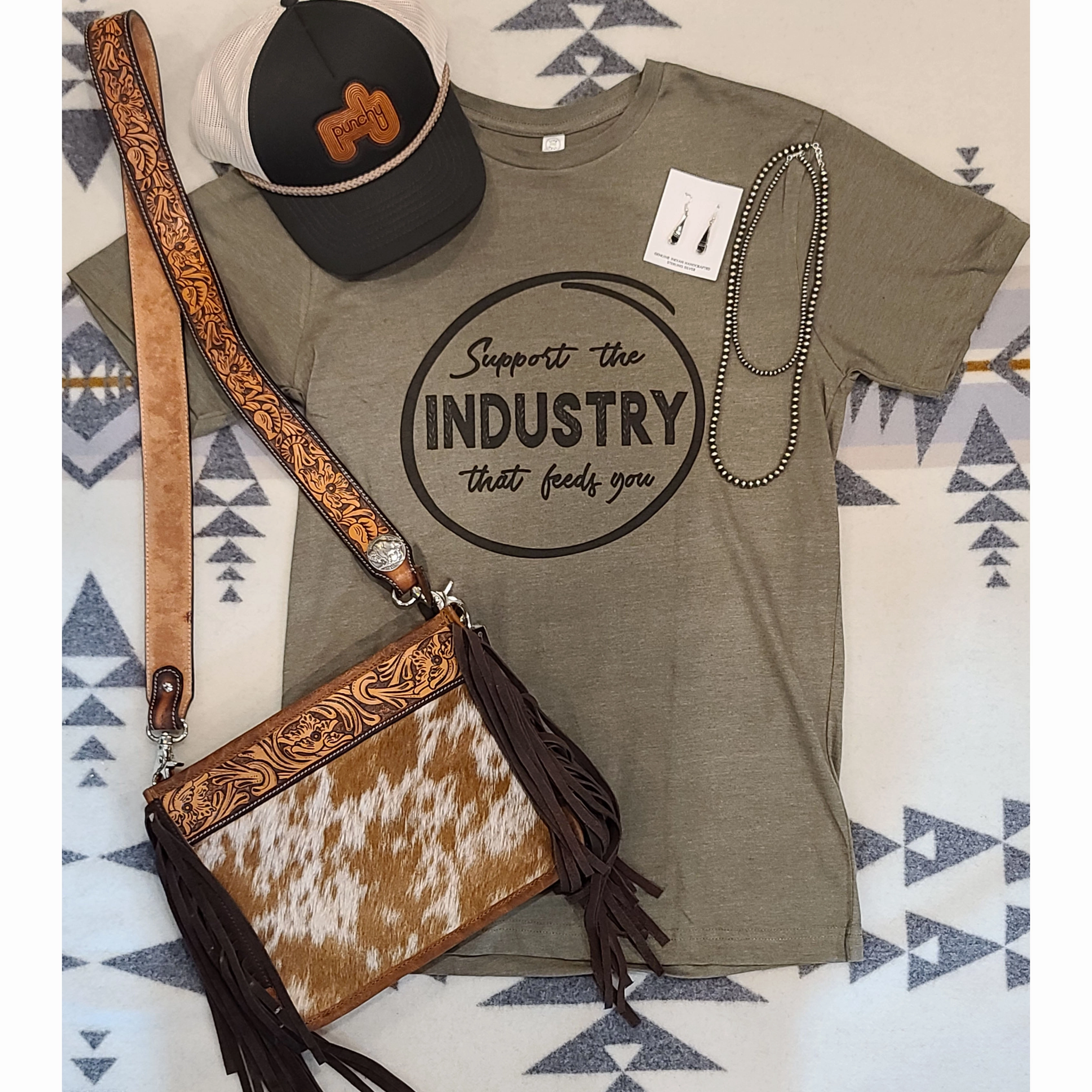 Support The Industry That Feeds You Tee Anti Odor Finish Retro design