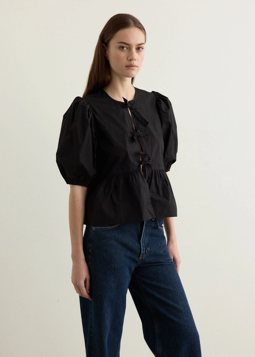 Street Wear Classic Fit Cotton Poplin Peplum Blouse