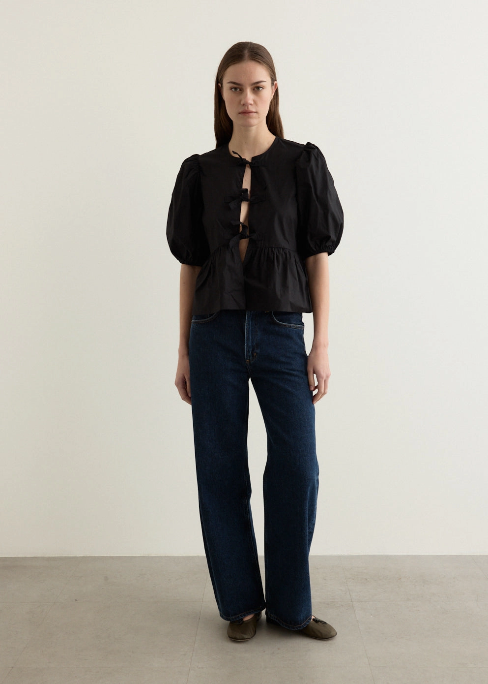 Cotton Poplin Peplum Blouse Minimal Look Outdoor Adventure