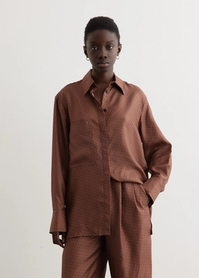 Checkered Style Striped style Linka Silk Shirt