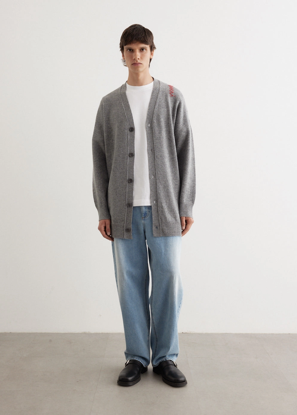 All Season Ultra Lightweight Design Oversized Embroidered Logo Cardigan