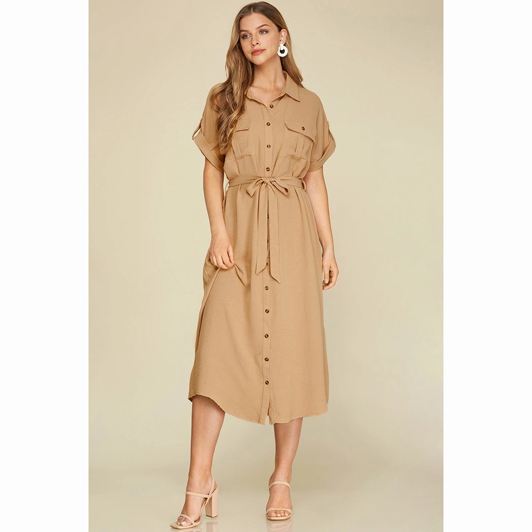 Refined Stitch Taupe Tie Dress