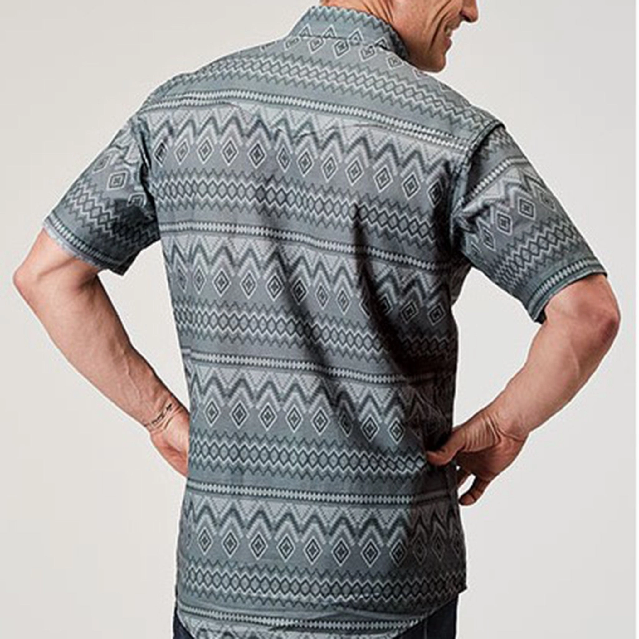 comfortable option Beach Wear Roper Men's Grey River Aztec Short Sleeve
