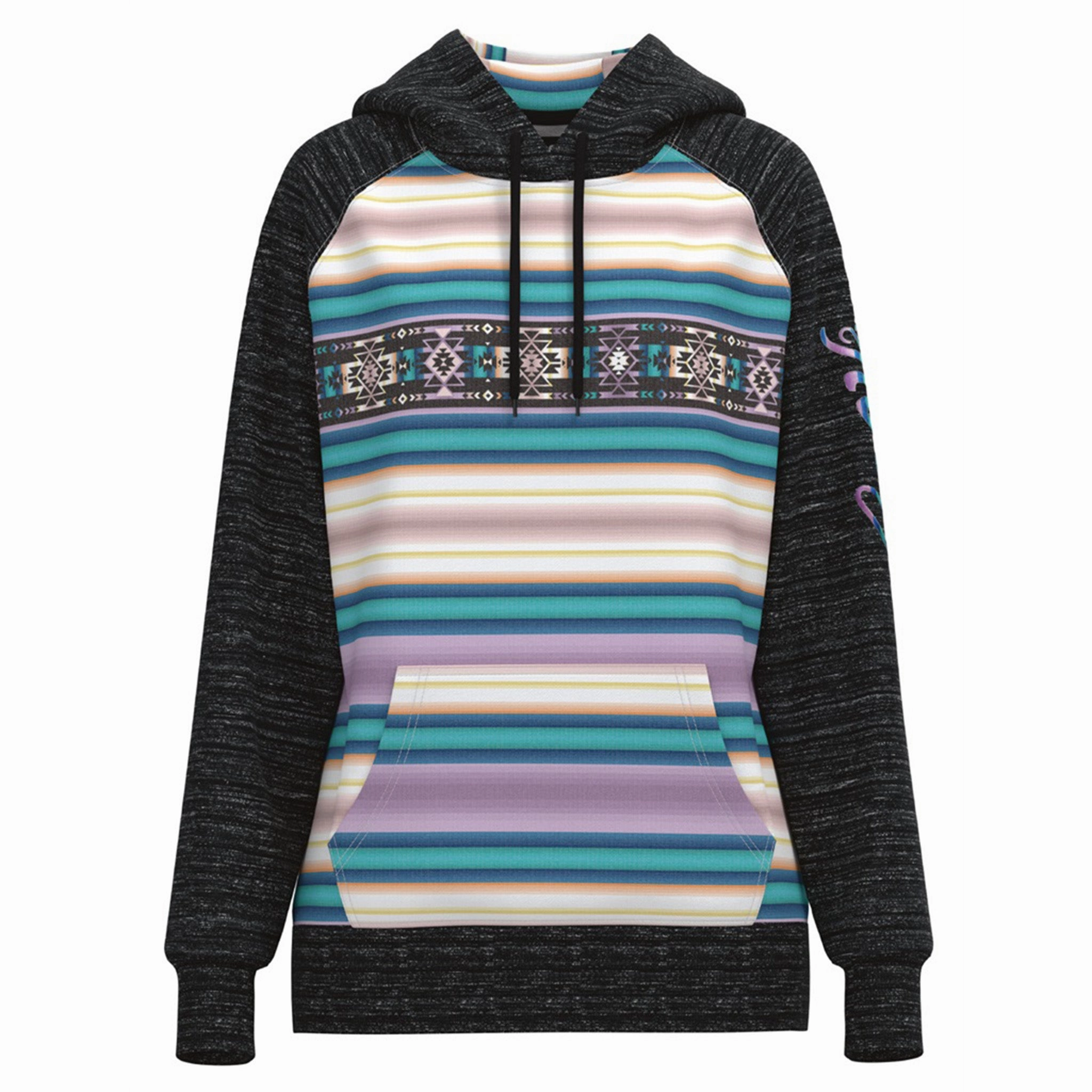 Sleek Utility Cozy Hood Detail Hooey Ladies Serape Hoodie With Black Sleeves