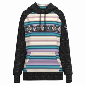 Comfortable lining Recycled materials Hooey Ladies Serape Hoodie With Black Sleeves