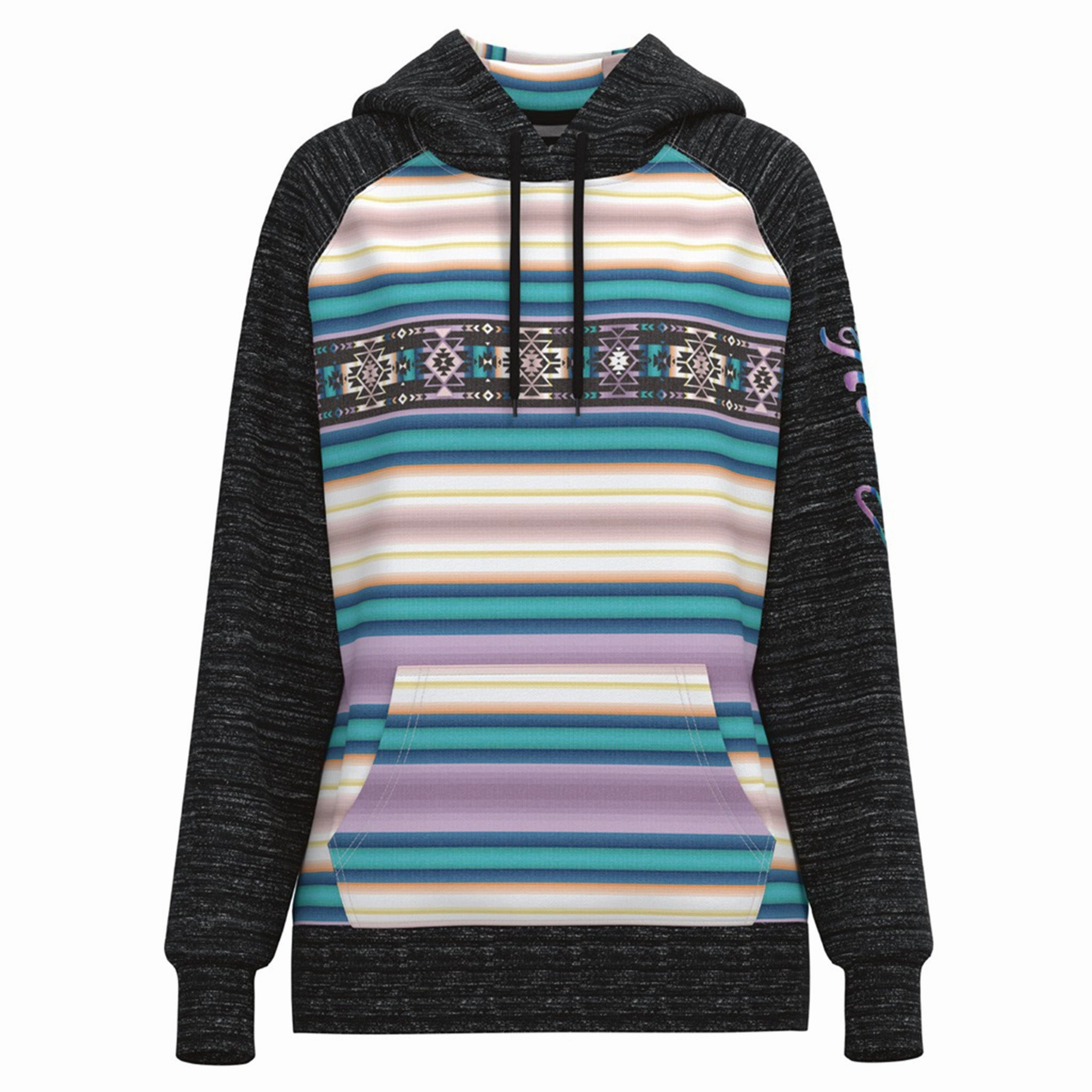 Slim Fit Styles Hooey Ladies Serape Hoodie With Black Sleeves
