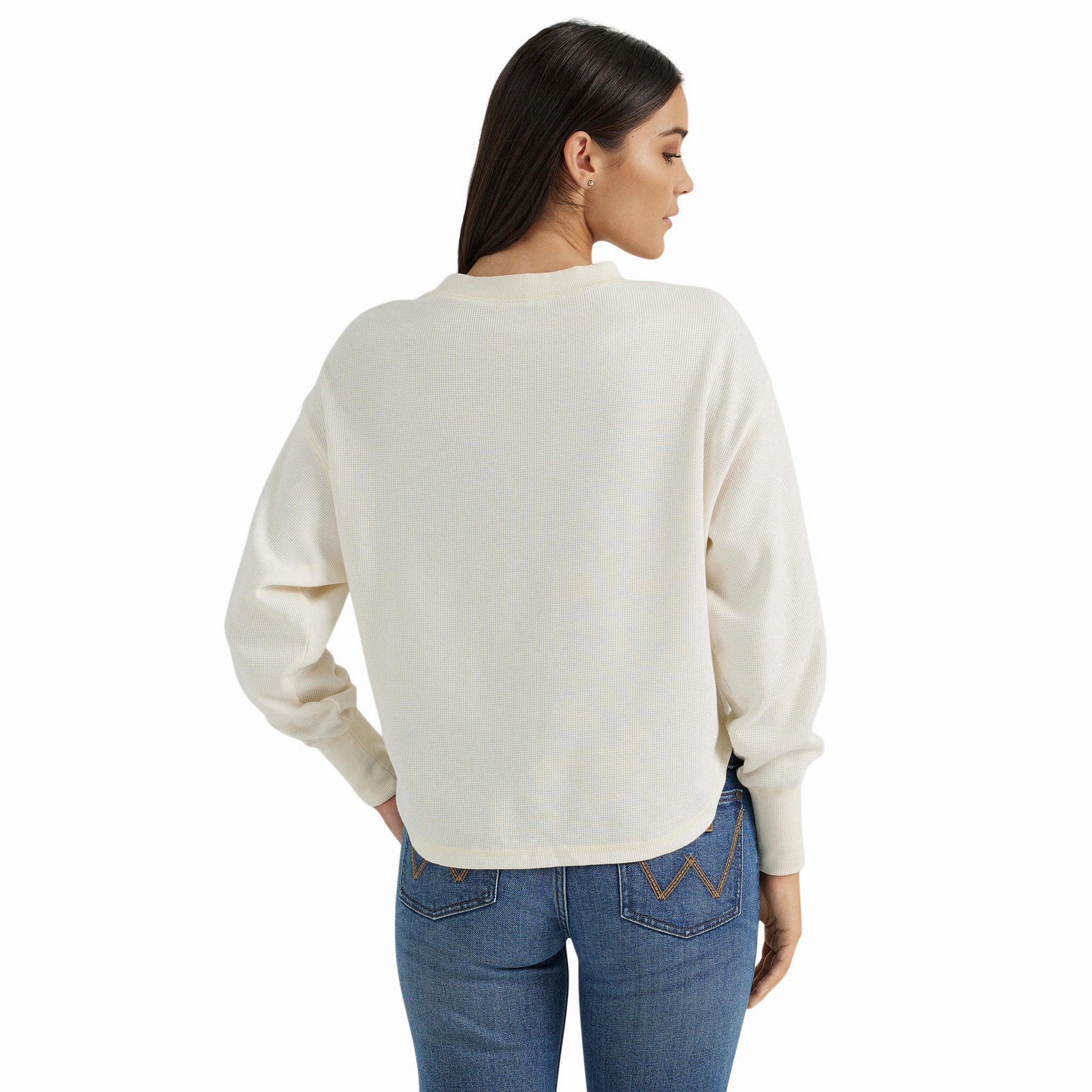 DurableDoubleLayeredHem Wrangler Women's White Buck Thermal Shirt