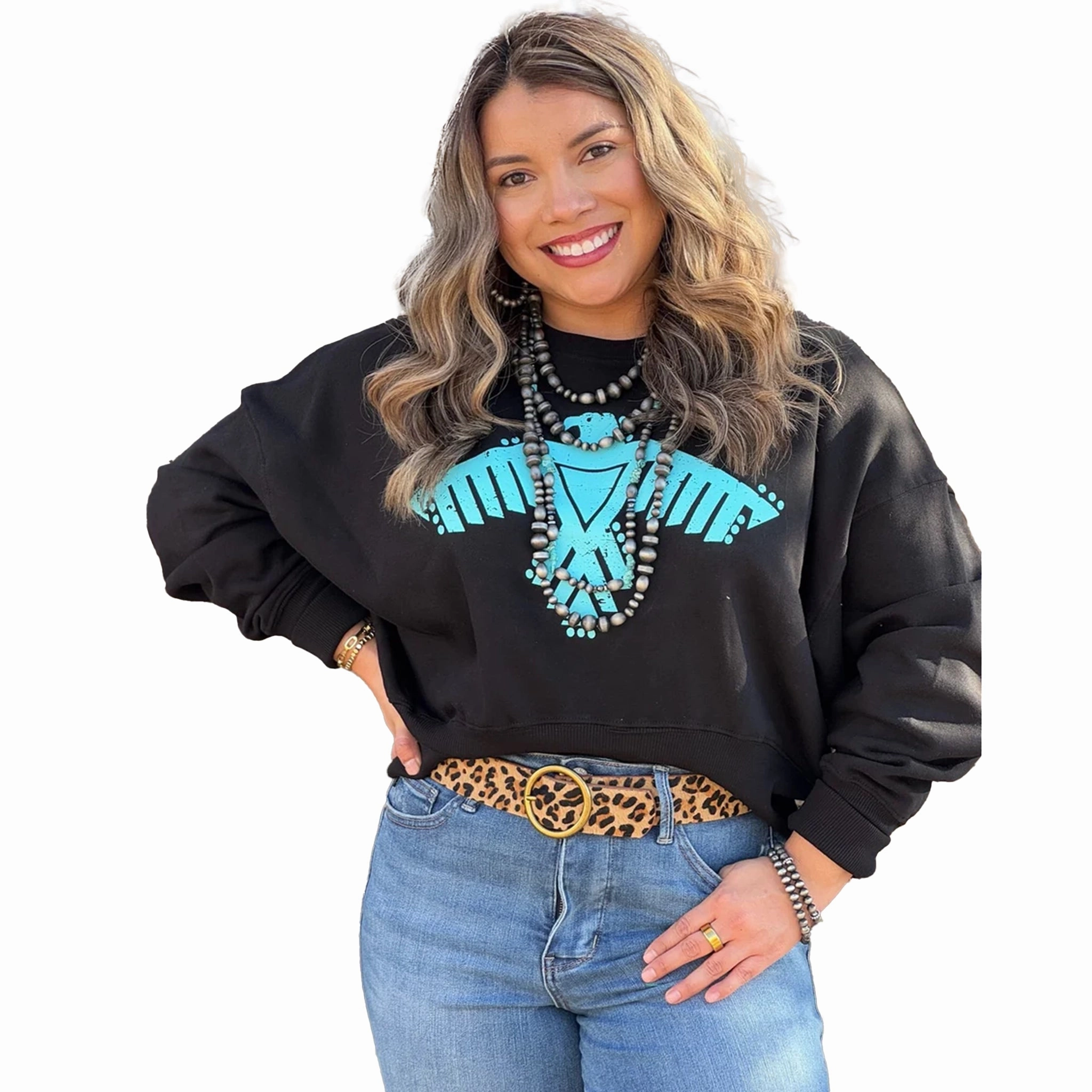 Texas True Threads Black Thunderbird Sweatshirt FullCut Shoulder