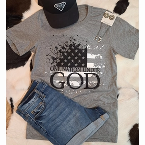 Texas True Threads One Nation Under God Tee RubberizedGrip