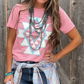 Texas True Threads Women's Ginger Aztec Tee Flex Fit Shoulder Construction BreathableMeshPanels