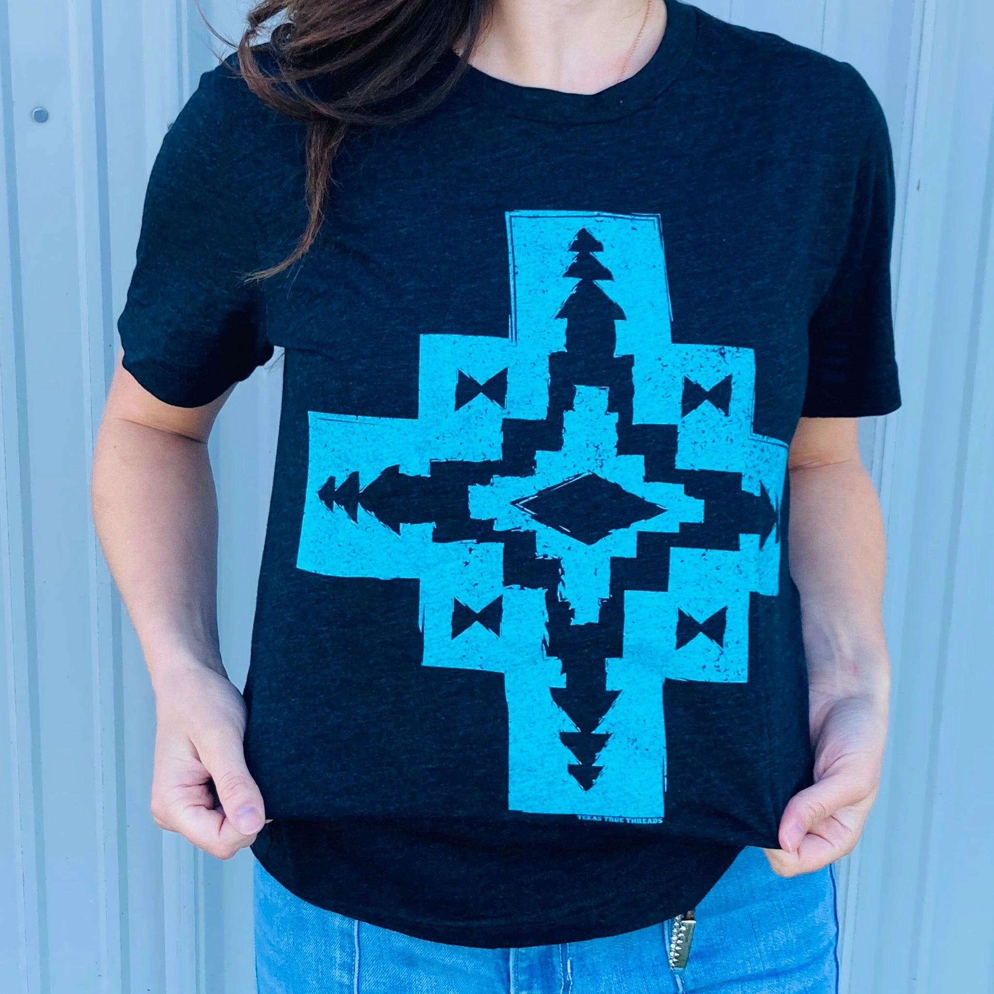 OrganicCotton Texas True Turquoise Aztec Tee