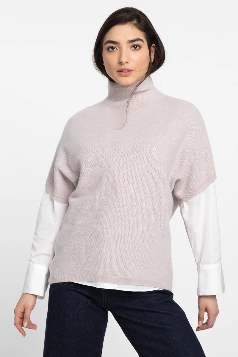 Stretch Fit Non Restrictive Armhole Textured Funnel Popover