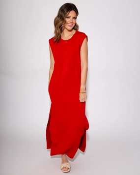 The Best Frame Midi Dress in Red Flattering bodycon dress Fit Mood