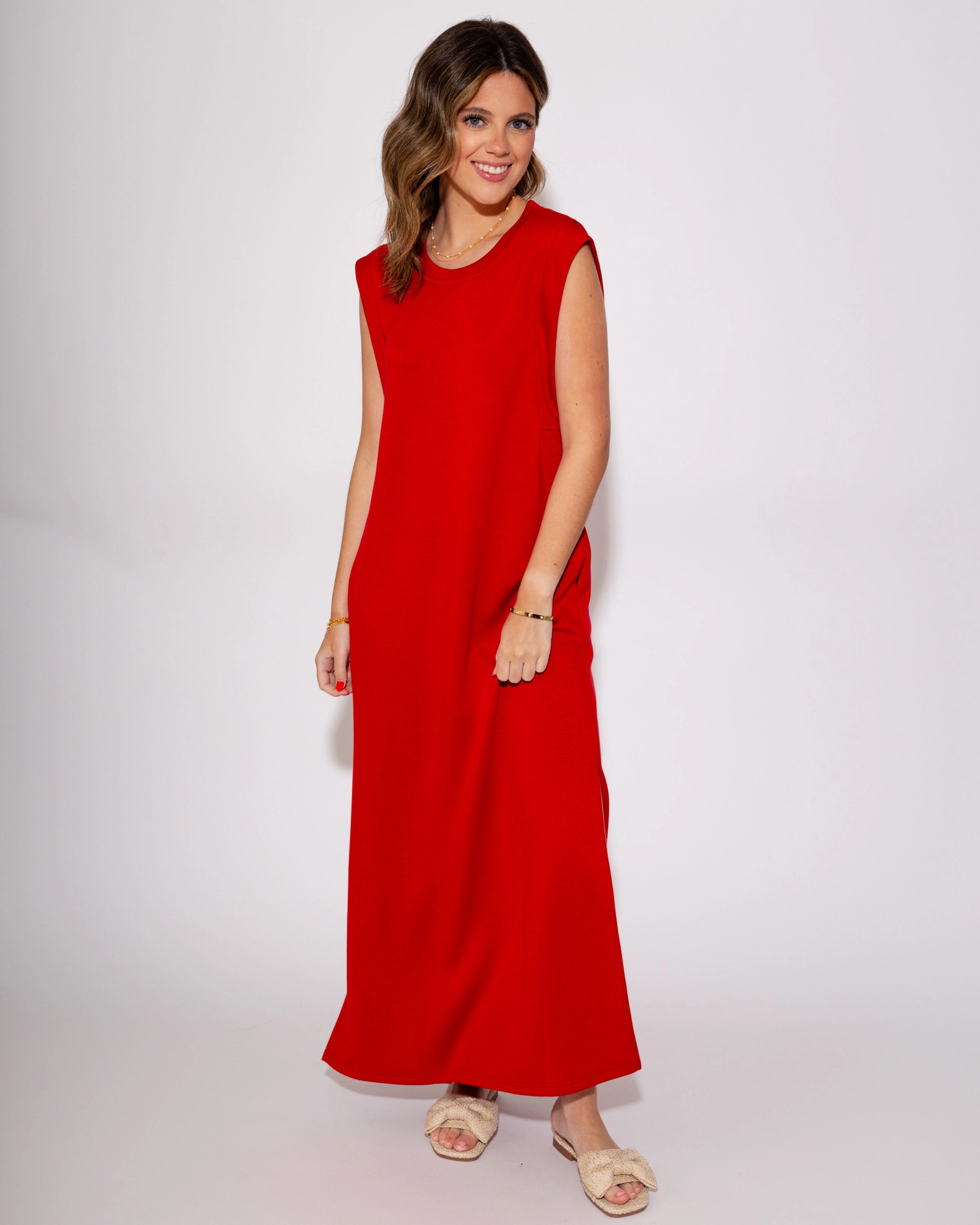 The Best Frame Midi Dress in Red Effortless Vibe Vibrant Tone