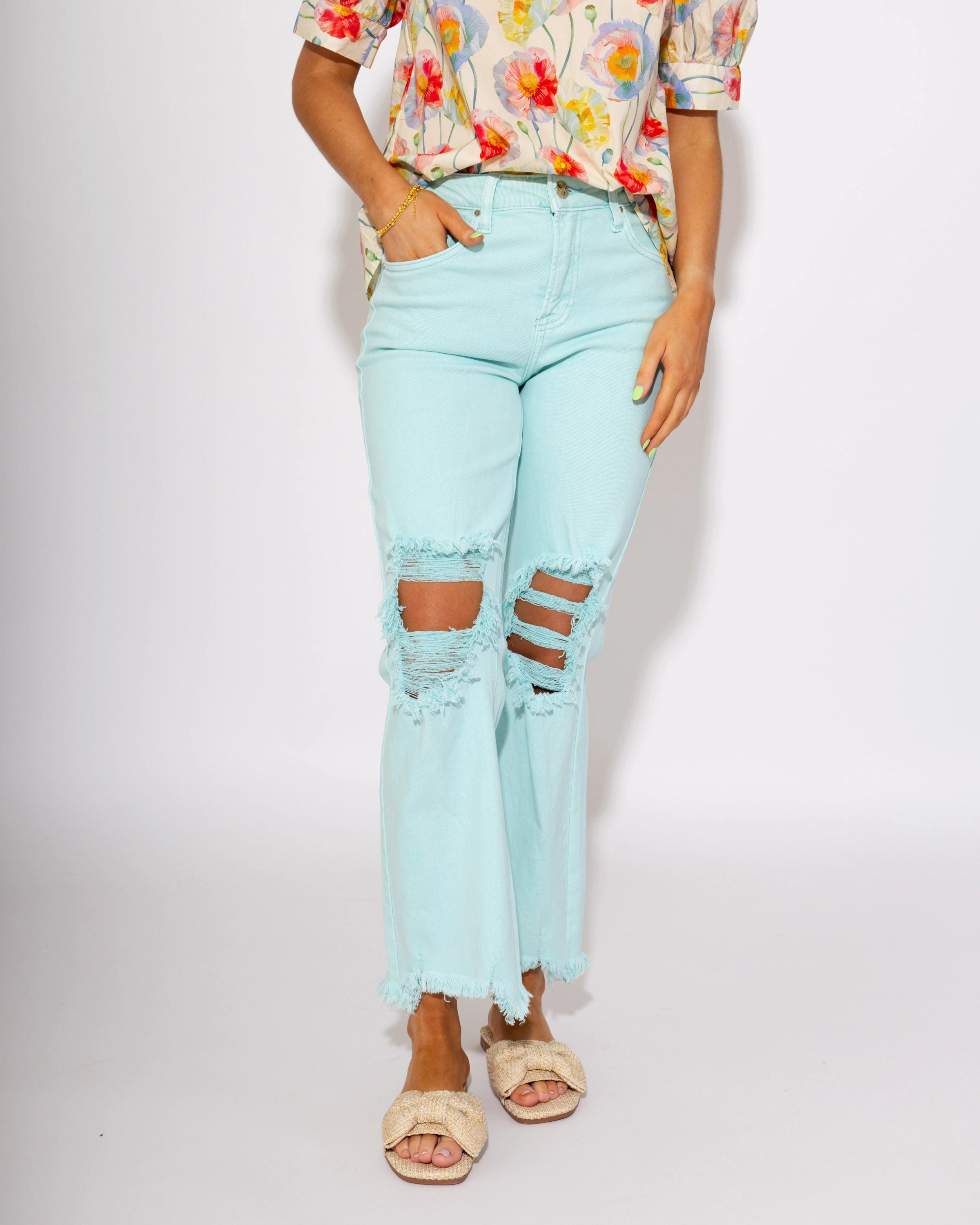 Minimalist Style Family Style Comfy The Cool Mint Distressed Jeans
