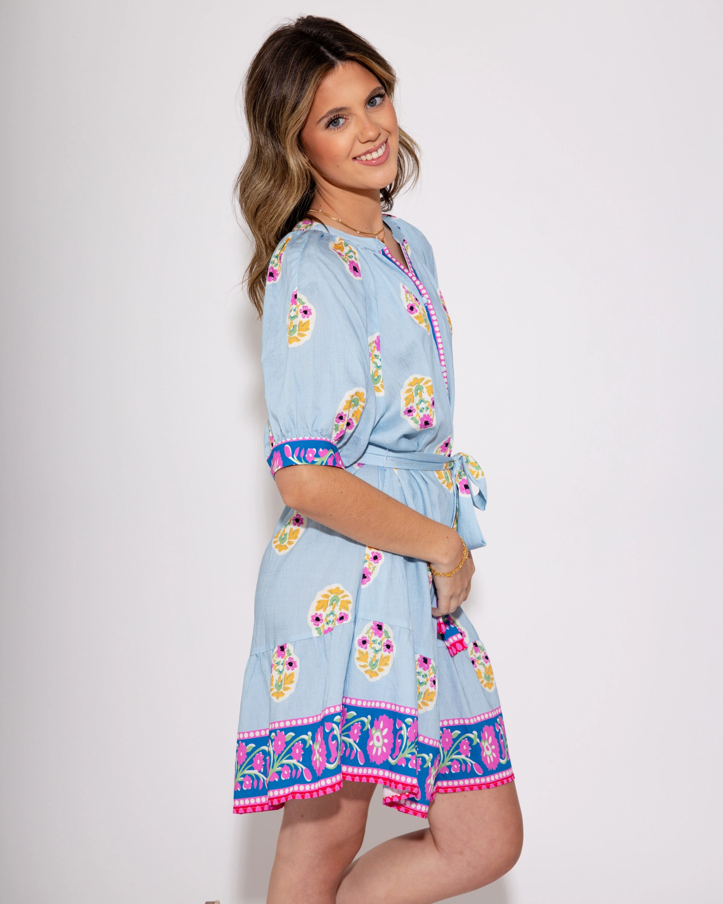 The Floral Edit Mini Dress Soft Pleats