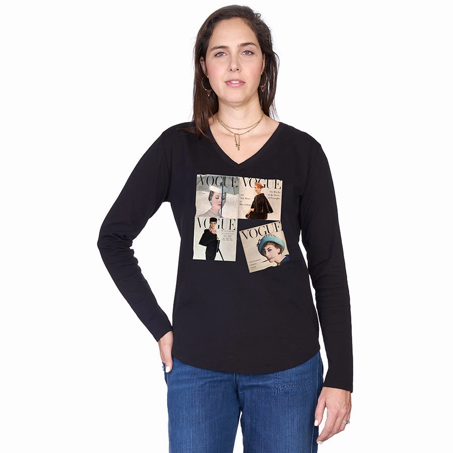 Seamless Knit Design FlexibleCuff The Victoria Long Sleeve Tee - Vogue Covers Thermoregulating Fibers