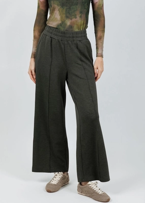 The Wide Leg Pants 28" - Olive Marl Gripper Waistband