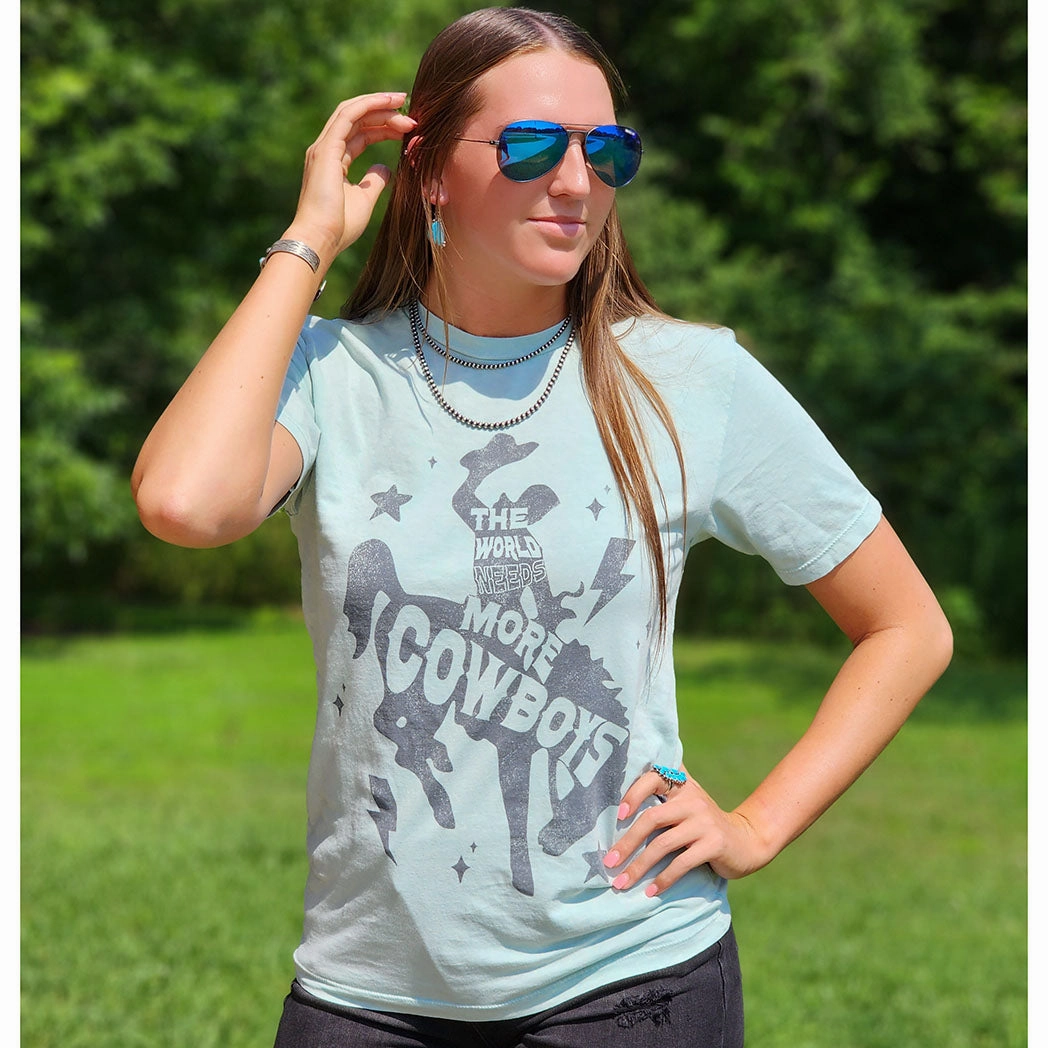 AntiPillingTreatment Oversized Collar The World Needs More Cowboys Tee