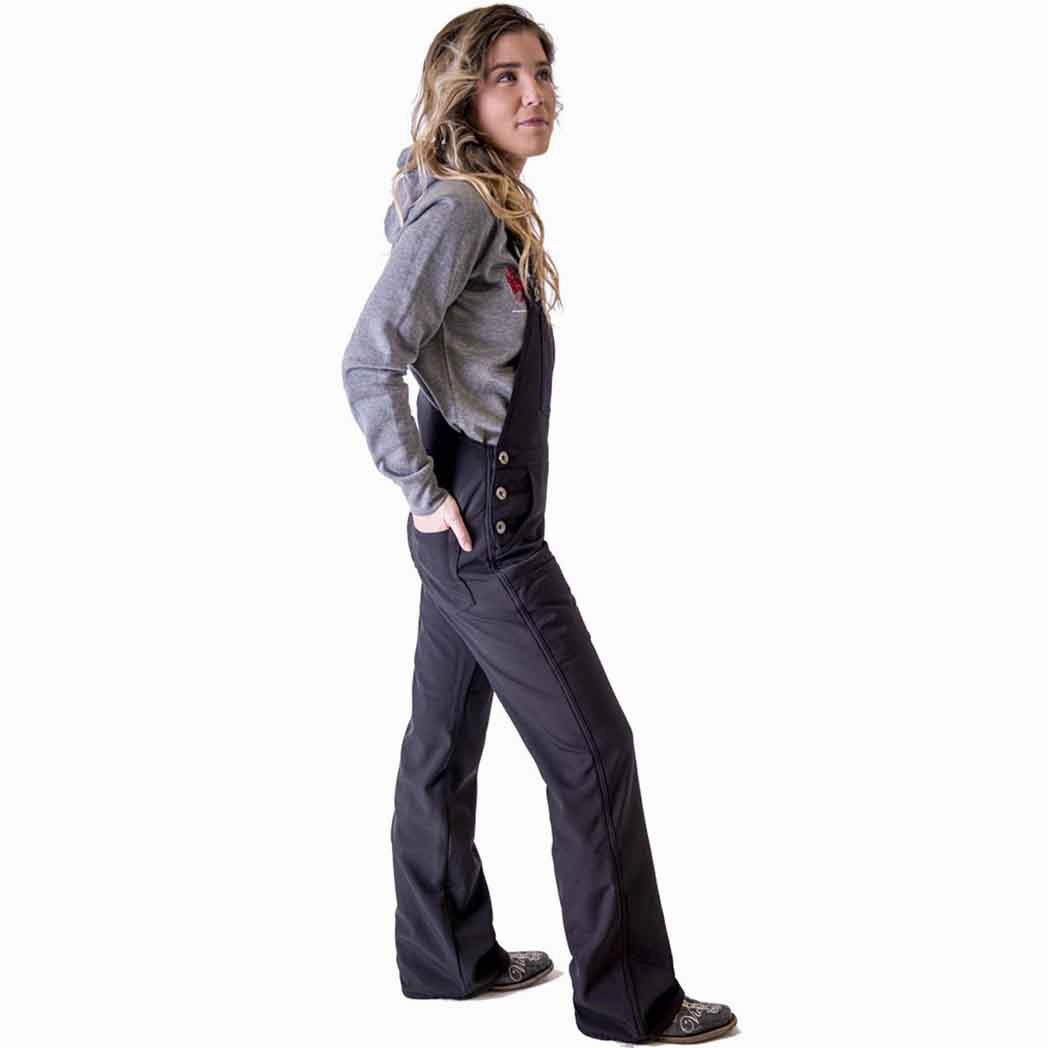 Microfiber texture Cowgirl Tuff Women's Black Bib Overalls