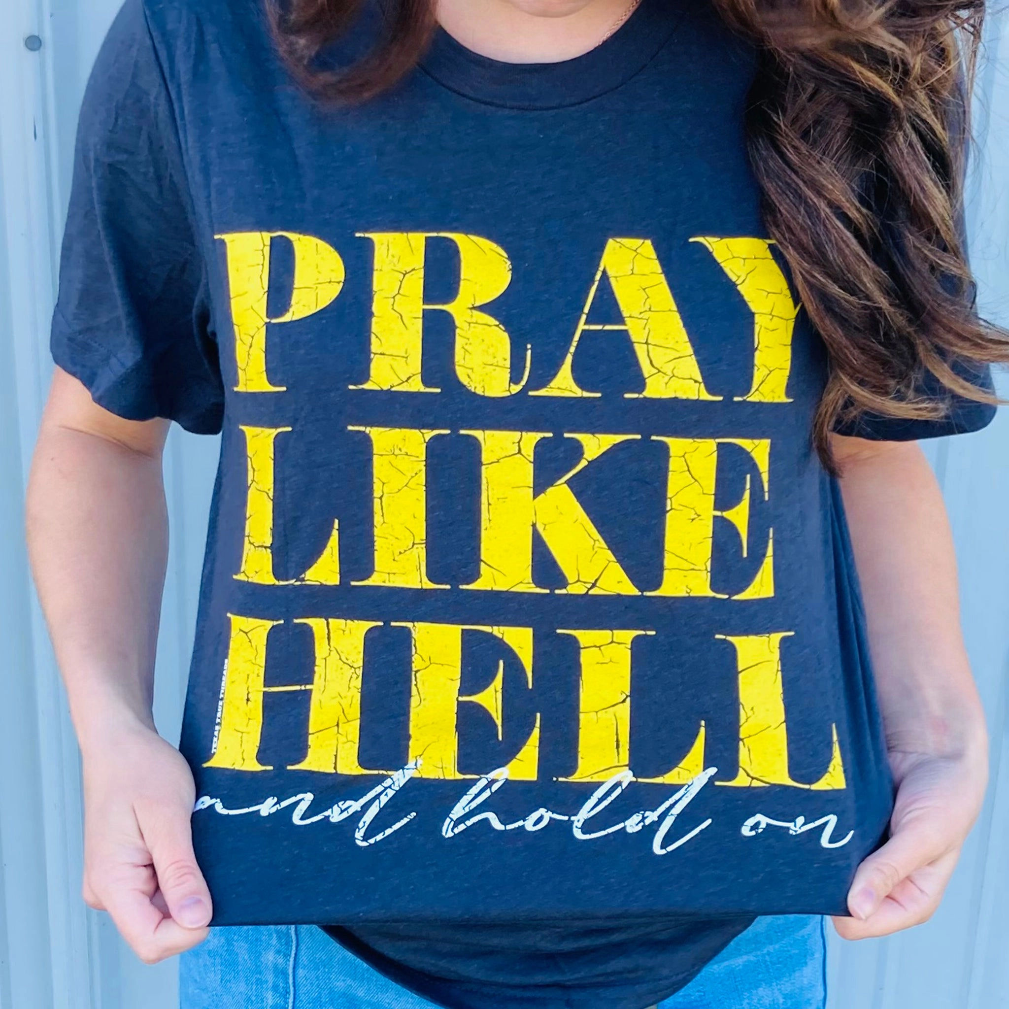 Pray Like Hell Tee hypoallergenic material Yarn Dye Stripe