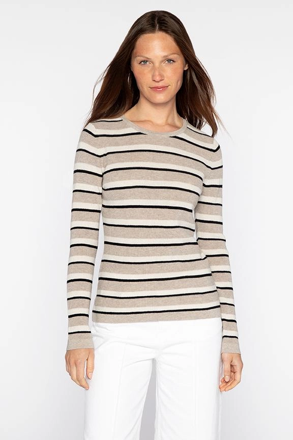 Thermal Stripe Crew Pullover All Purpose Wear Minimalist Style