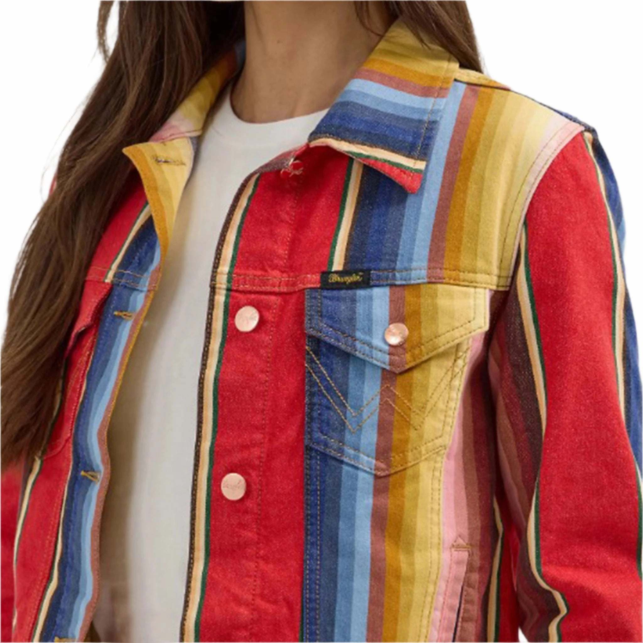 Non Irritating Edging OdorResistantFabric Lainey Wilson Collection from Wrangler - Serape Denim Jacket