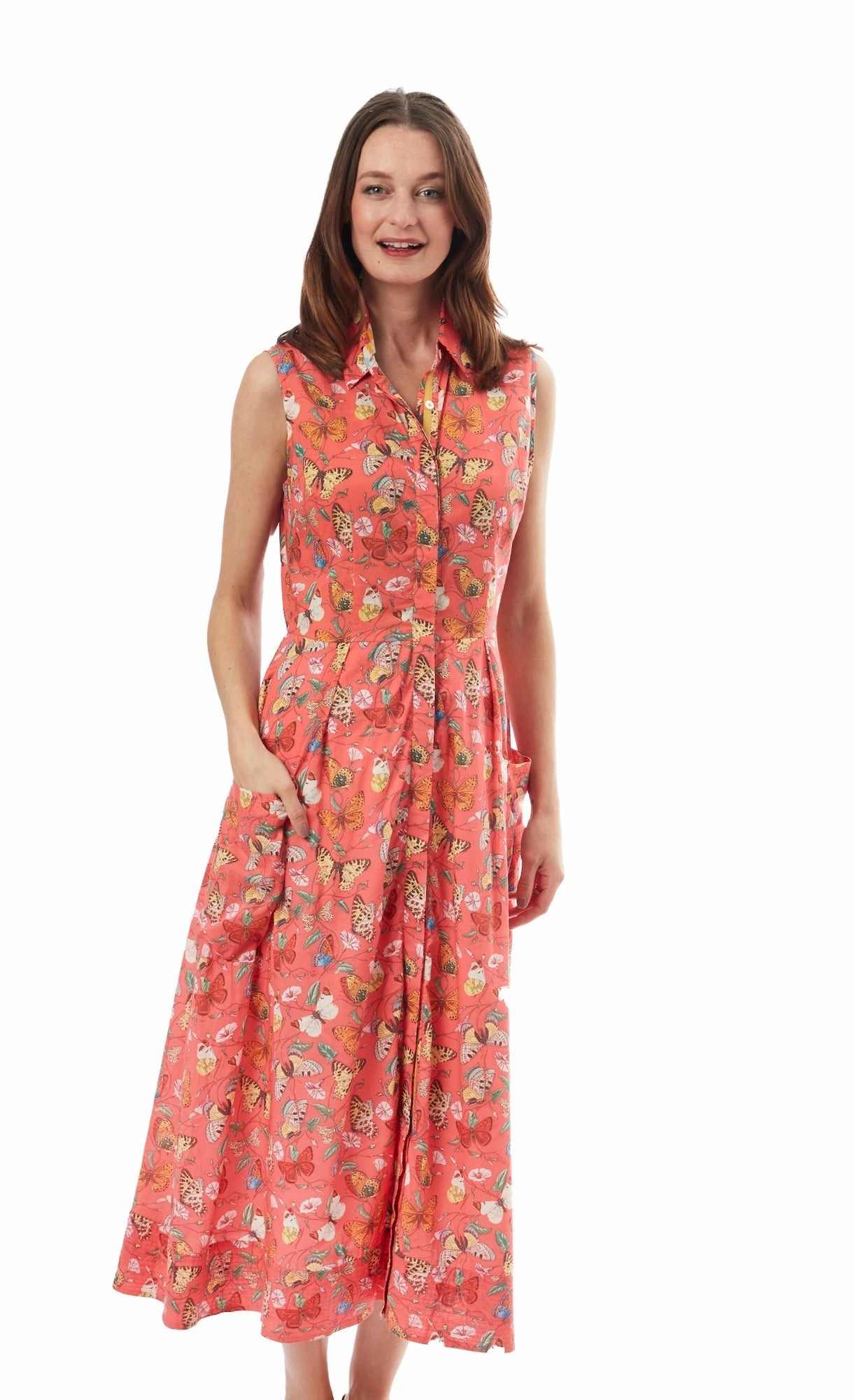 Breathable Layering Sea Island Dress - Butterfly Print