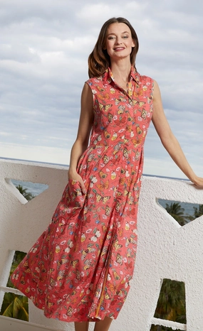 Sea Island Dress - Butterfly Print Elegant Silhouette Wide Swing