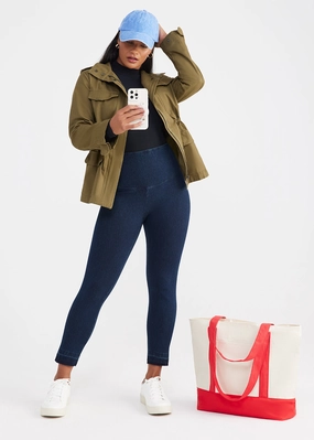 Remy Cropped Denim Shaping Legging w/ Released Hem - True Indigo Light support