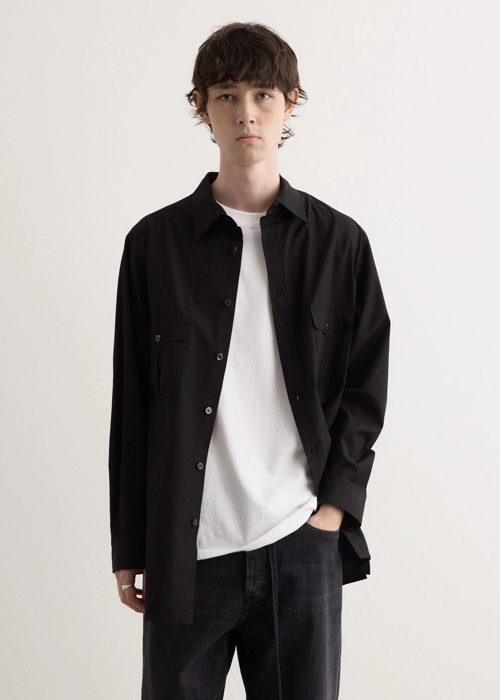 All Purpose Weave Design Tailored Cuffs Out Pocket Shirt