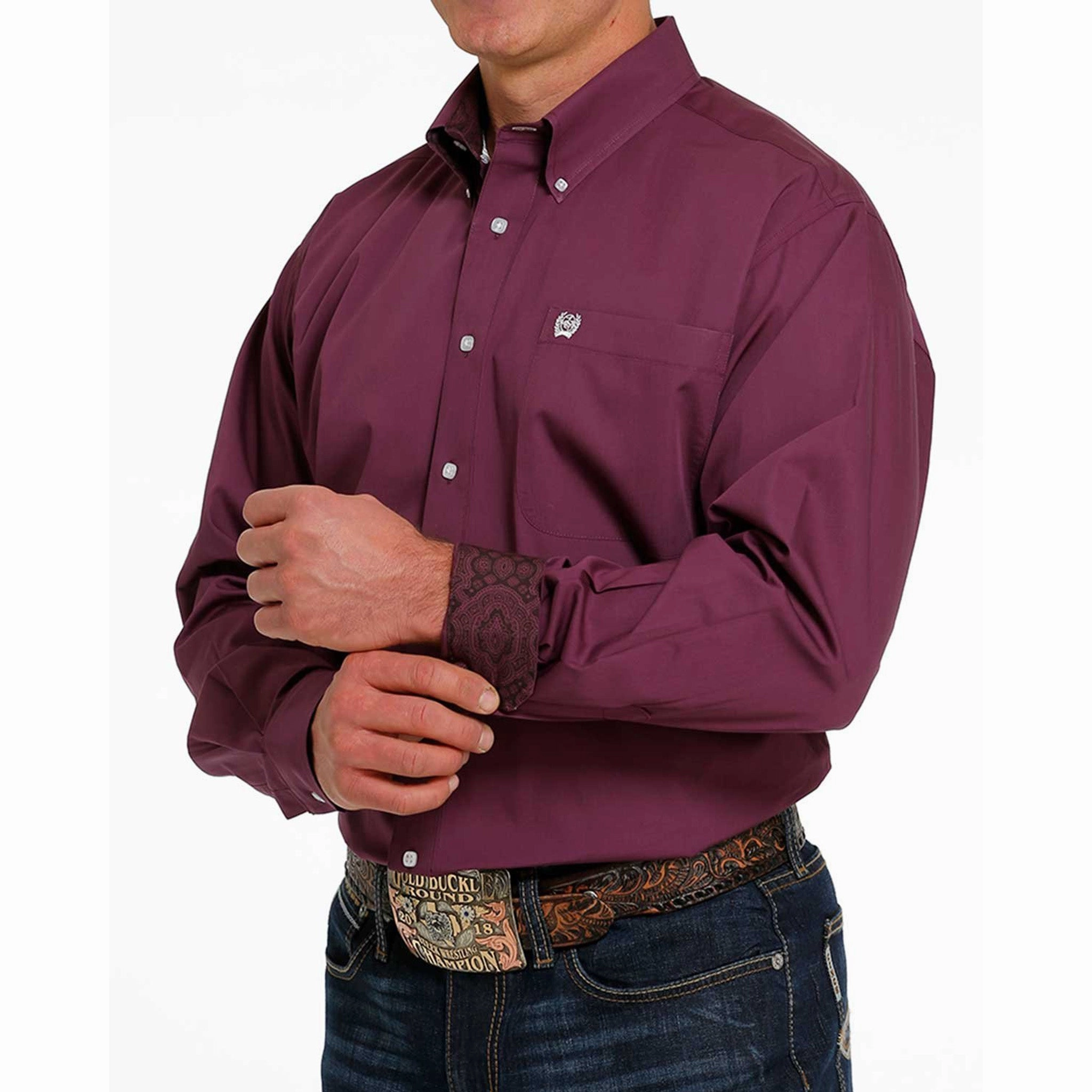 Denim Blend Cinch Men's Purple Shirt
