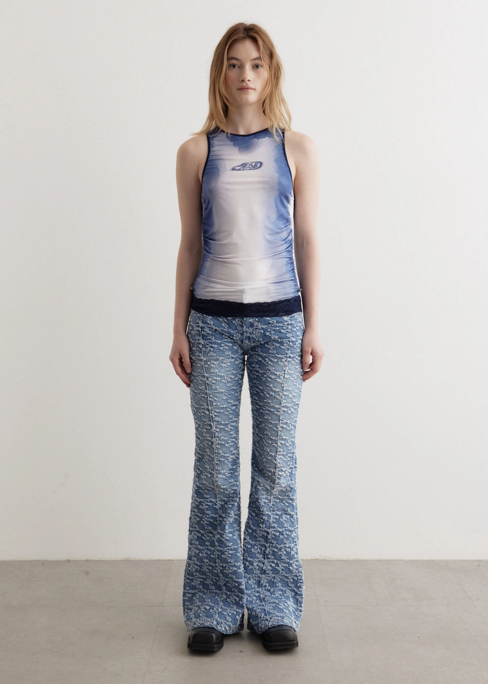 Casual Comfort Corporate Retreat Lisa Watercolour Sprayed Logo Shirring Top