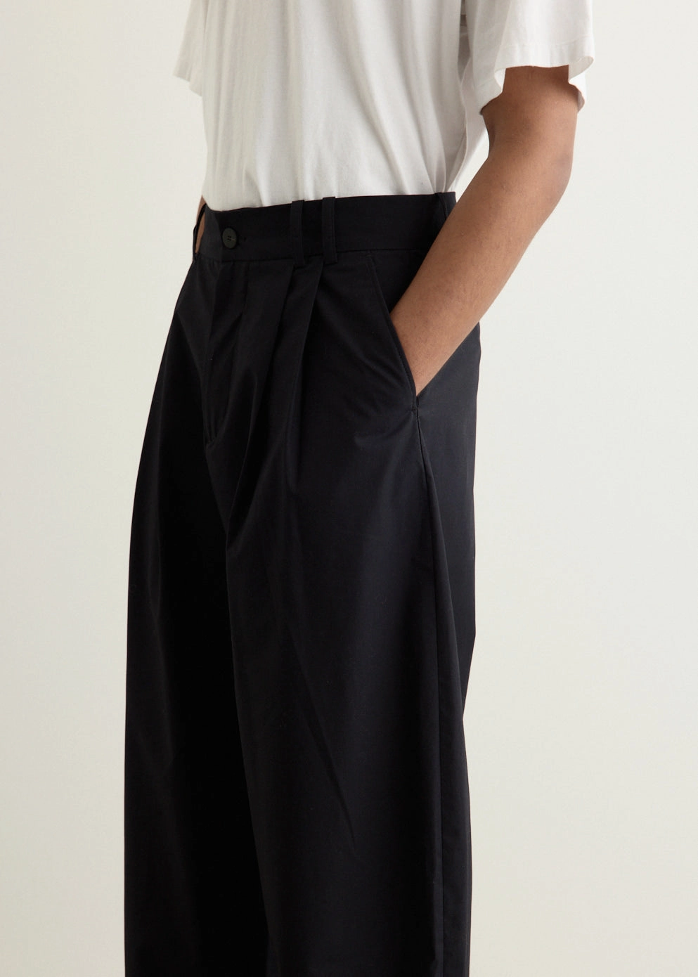 Yale Cotton Double Pleat Volume Pants Tear Resistant Weave Essential Layer