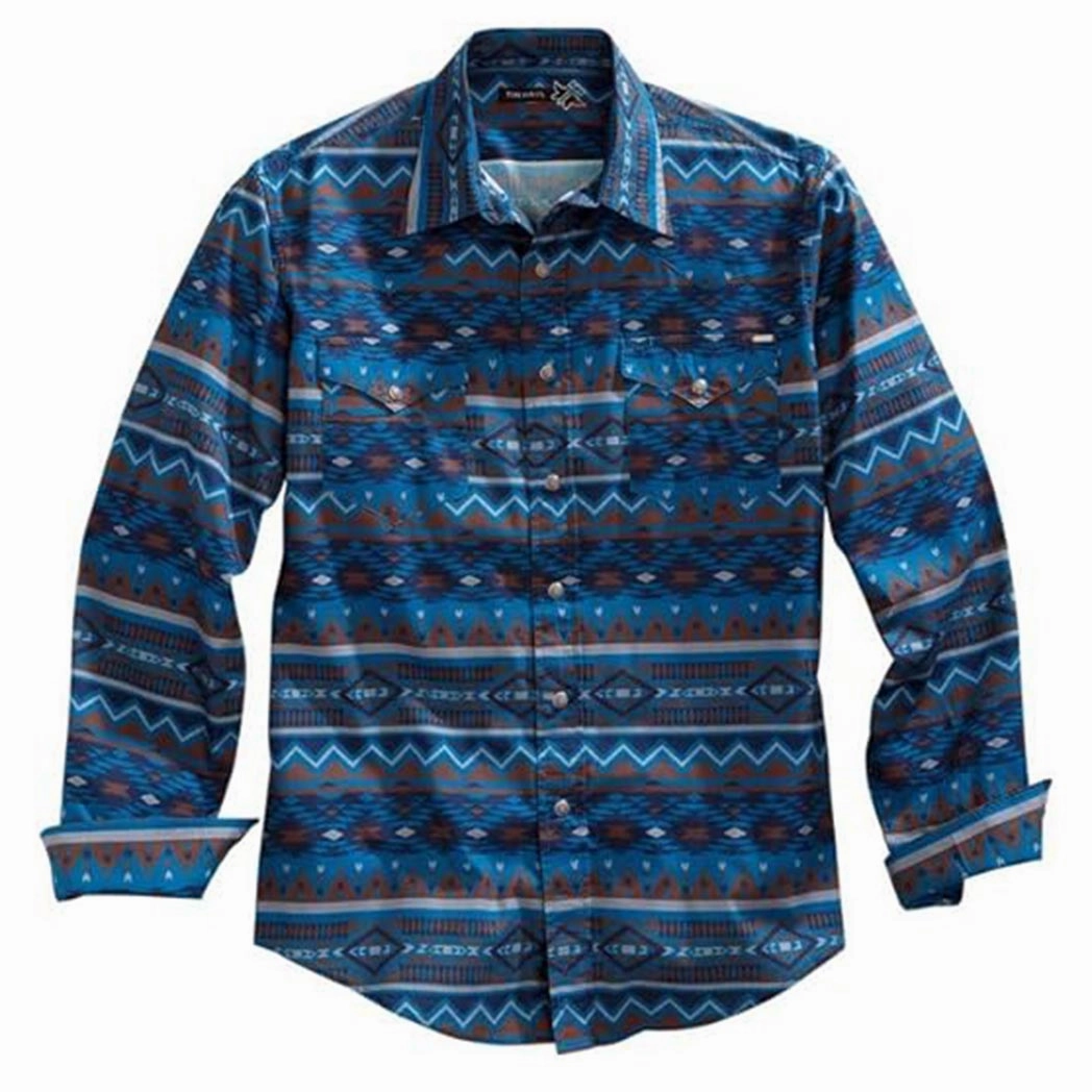 Laser Cut Edge Detail Organic Cotton Tin Haul Men's Long Sleeve Button Down