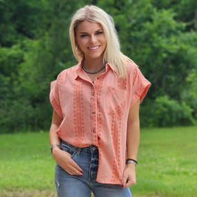 Dobby Peach Stripe Shirt Multi Way Adjustable Fit