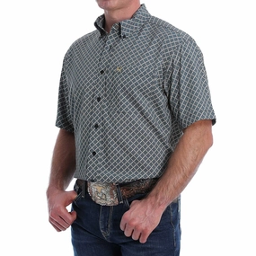 Cinch Men's Short Sleeve Black Checker Print Social Meetup