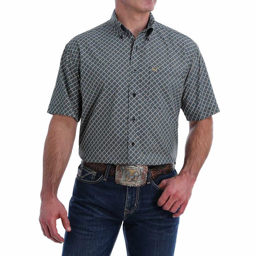 Cinch Men's Short Sleeve Black Checker Print Sophisticated Elegance Rugged Style
