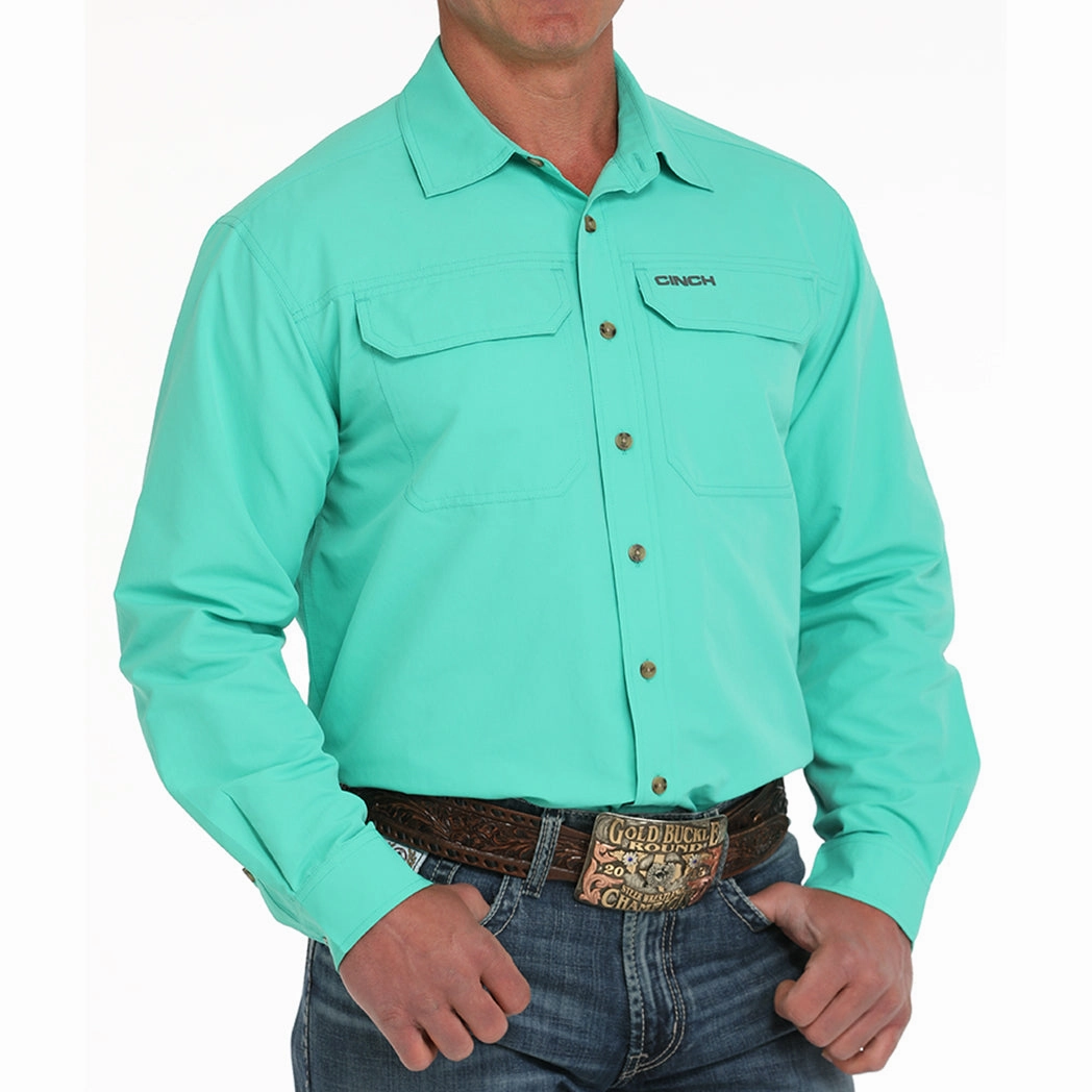 Cinch Men's Turquoise ArenaFlex Vented Long Sleeve Shirt Local Favorite