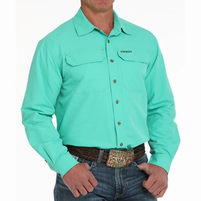 Cinch Men's Turquoise ArenaFlex Vented Long Sleeve Shirt Local Favorite