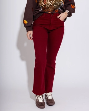 Slim Cropped Bootcut Jeans in Dark Cherry Breathable Lining System Minimalist Comfort