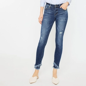 KanCan Women's Mid-Rise Frayed Ankle Skinny Jeans Earthy Music Event