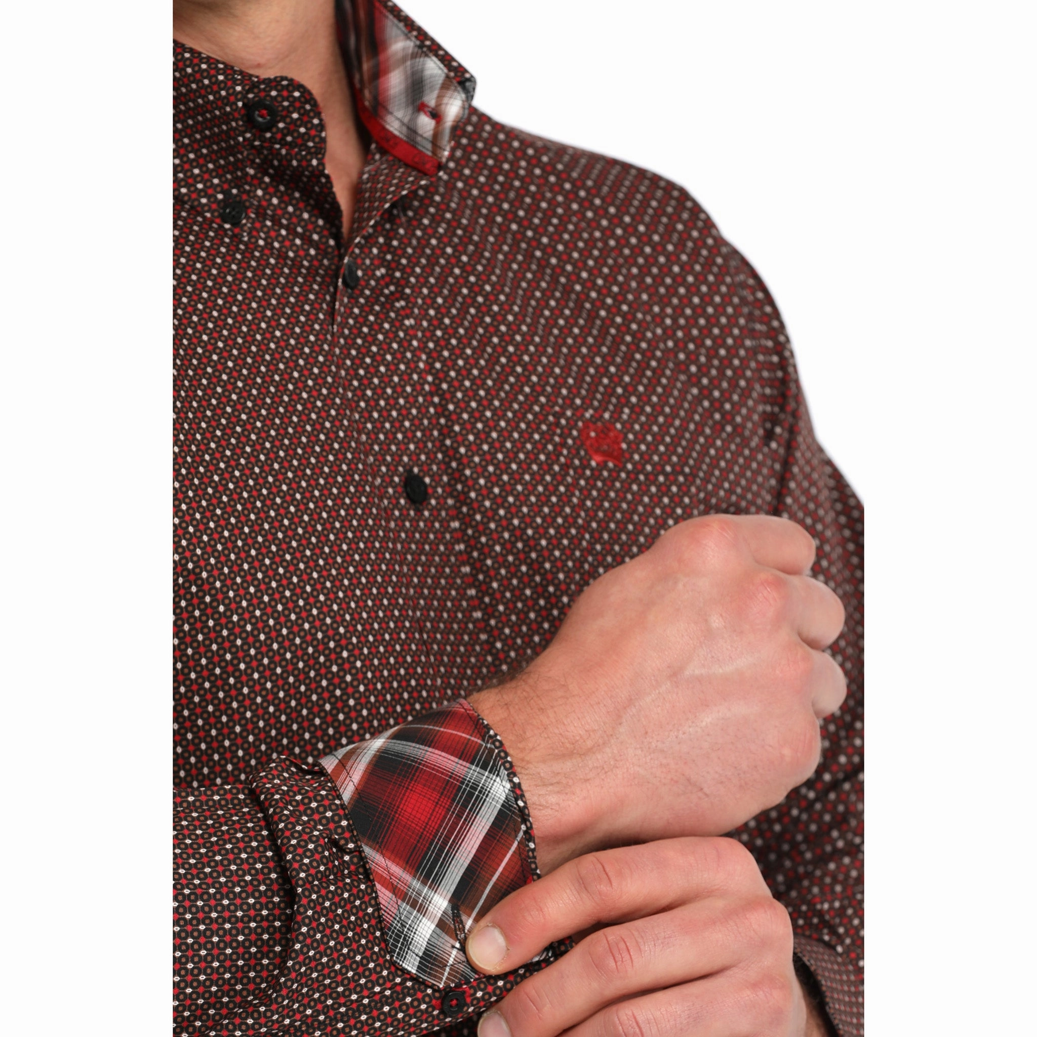 Cinch Men's Geo Print Button Down Casual Design Flexible Movement