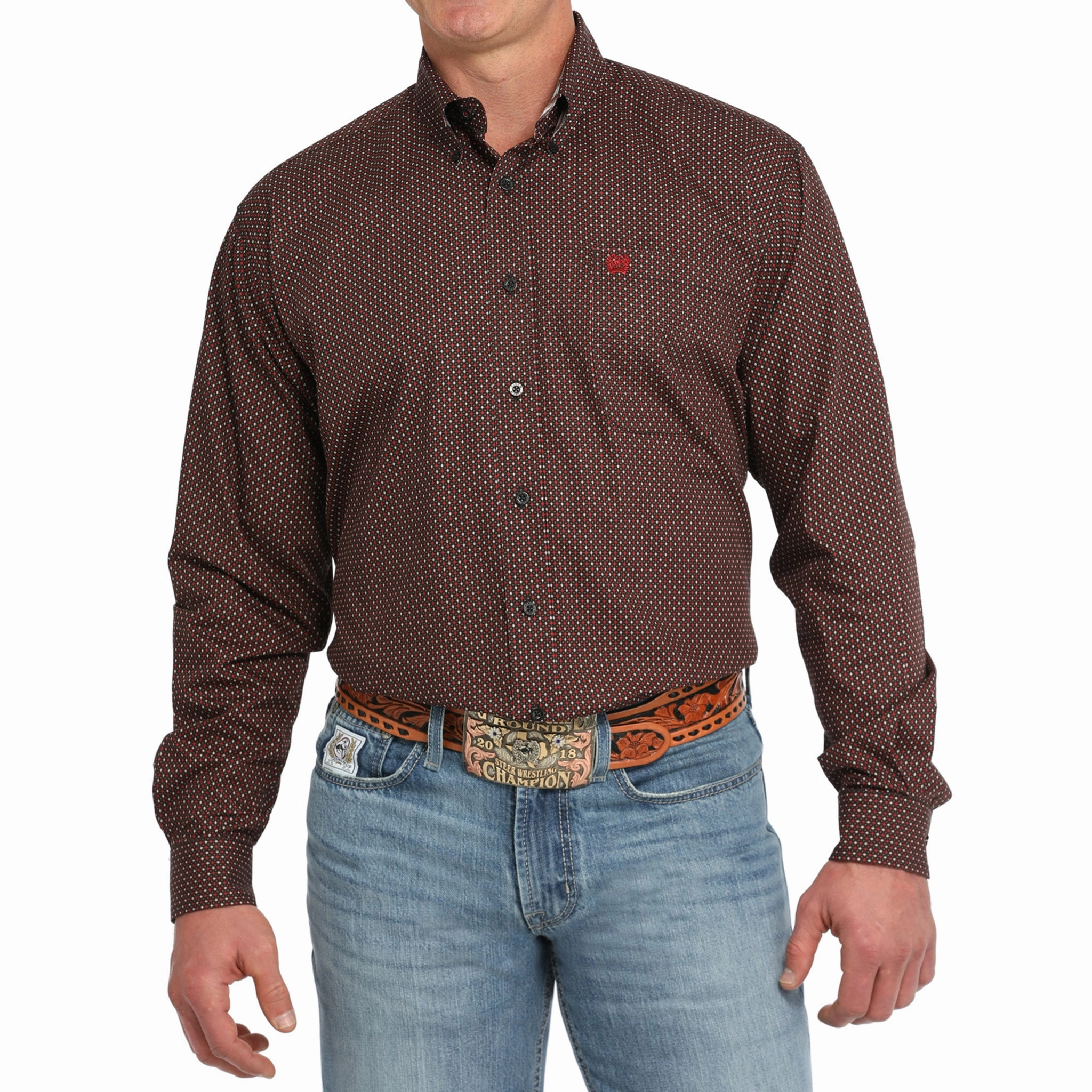 Thermoregulating Layer Odor Resistant Cinch Men's Geo Print Button Down