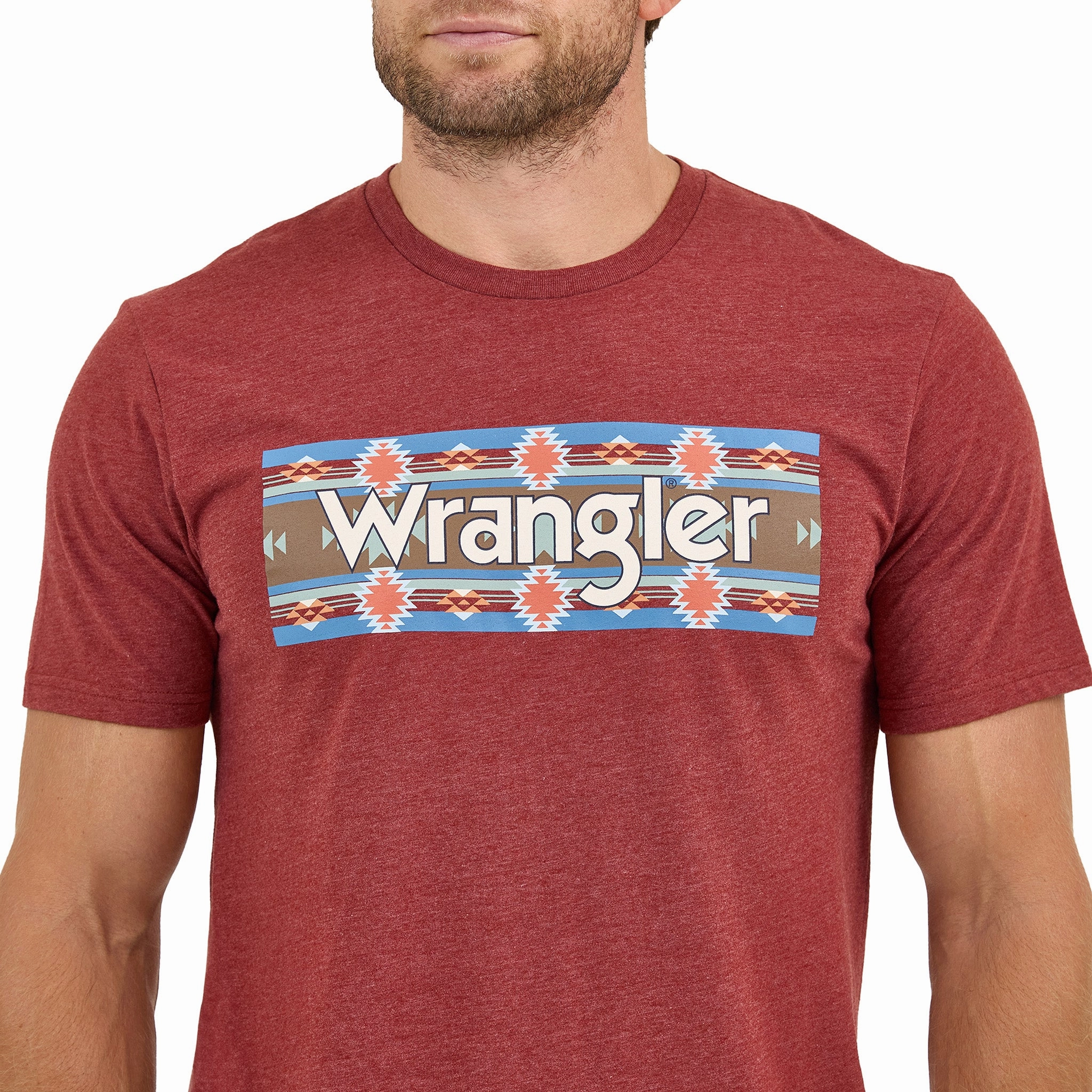 Wrangler Men's Brown Heather Aztec Tee High-Quality Fabric