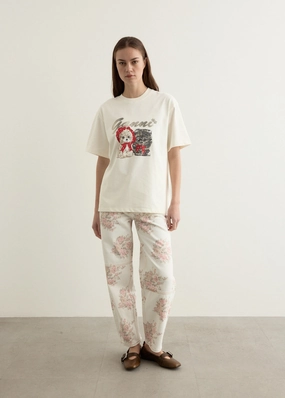 Clean Silhouette Print Denim Stary Jeans