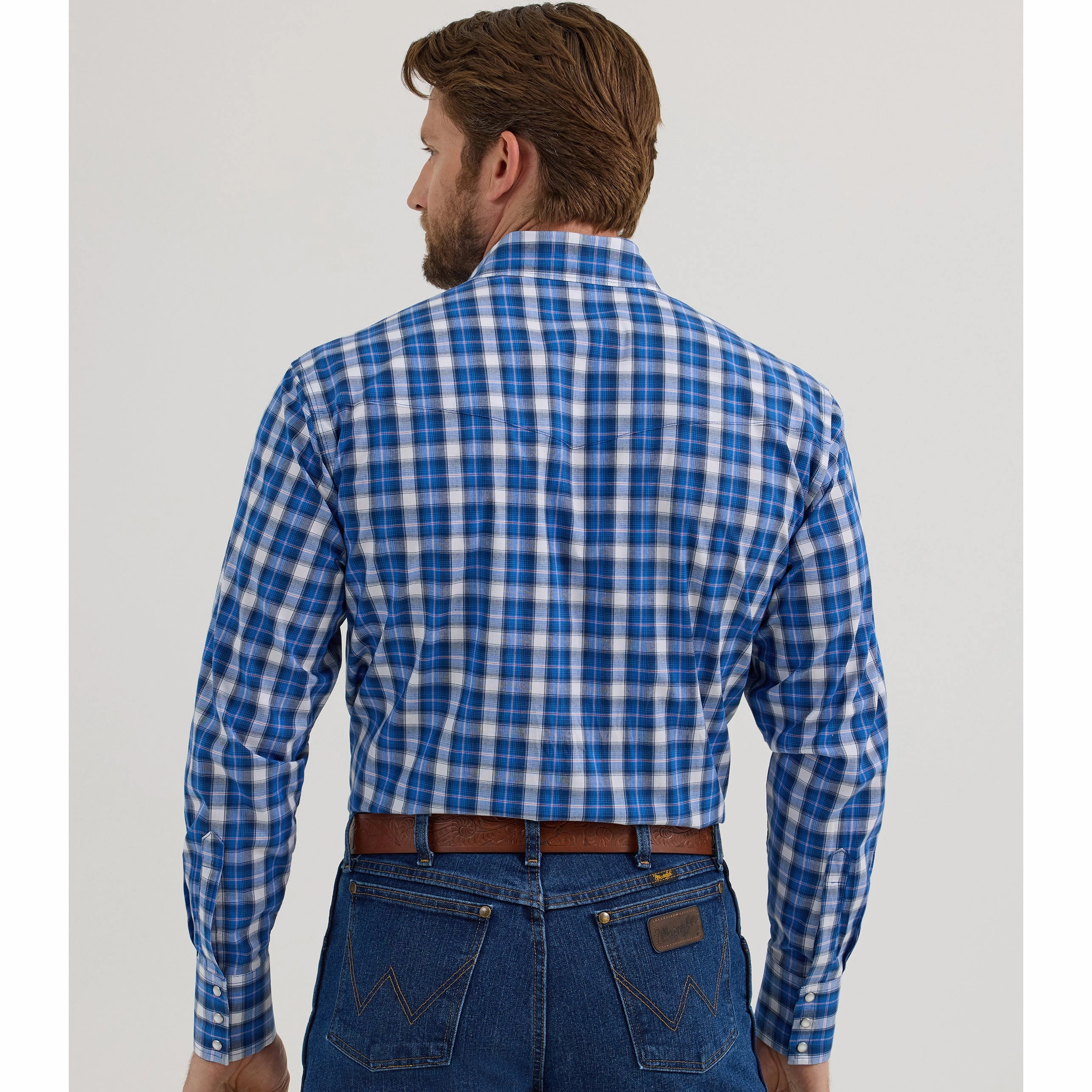 Wrangler Classic Blue Plaid  Long Sleeve Bold Statement Versatile Wear