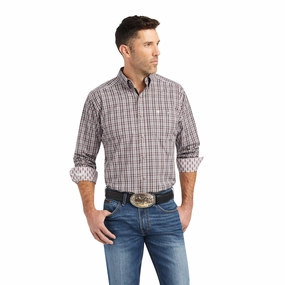 Ariat Men's Mauve Plaid Long Sleeve Shirt Active Layering