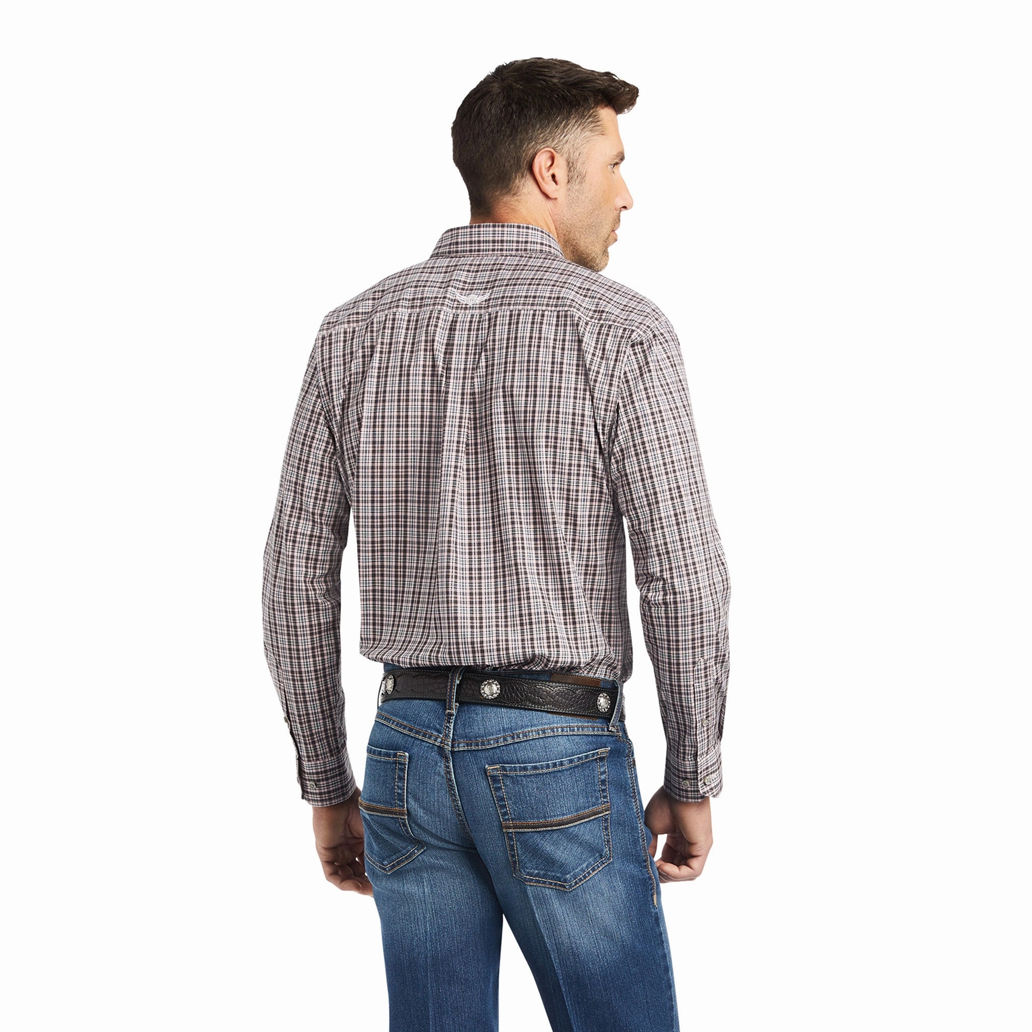 Non Chafe Seams Cozy Wear Ariat Men's Mauve Plaid Long Sleeve Shirt