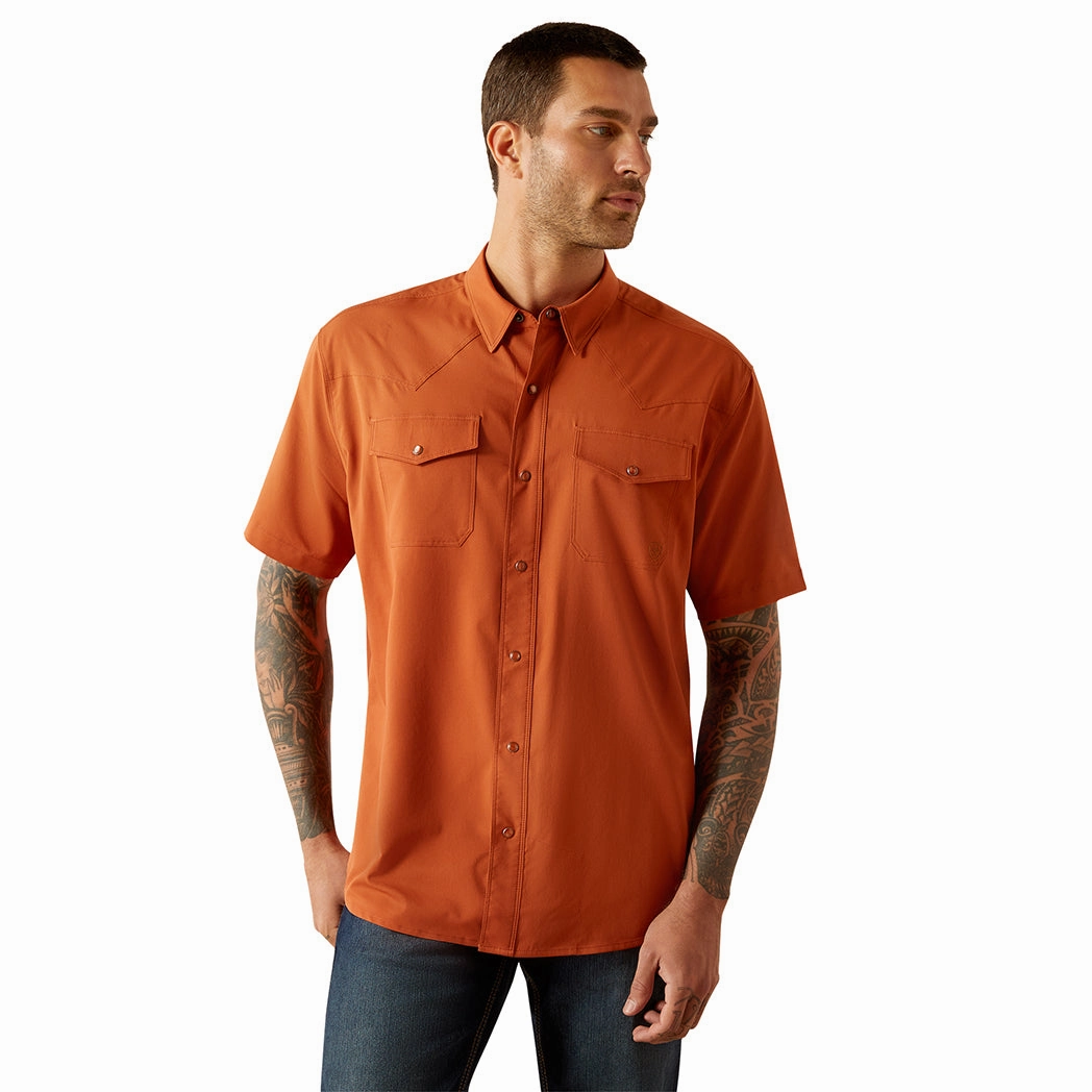Subtle patterns Ariat Clay Mens VentTEK Short Sleeve Shirt